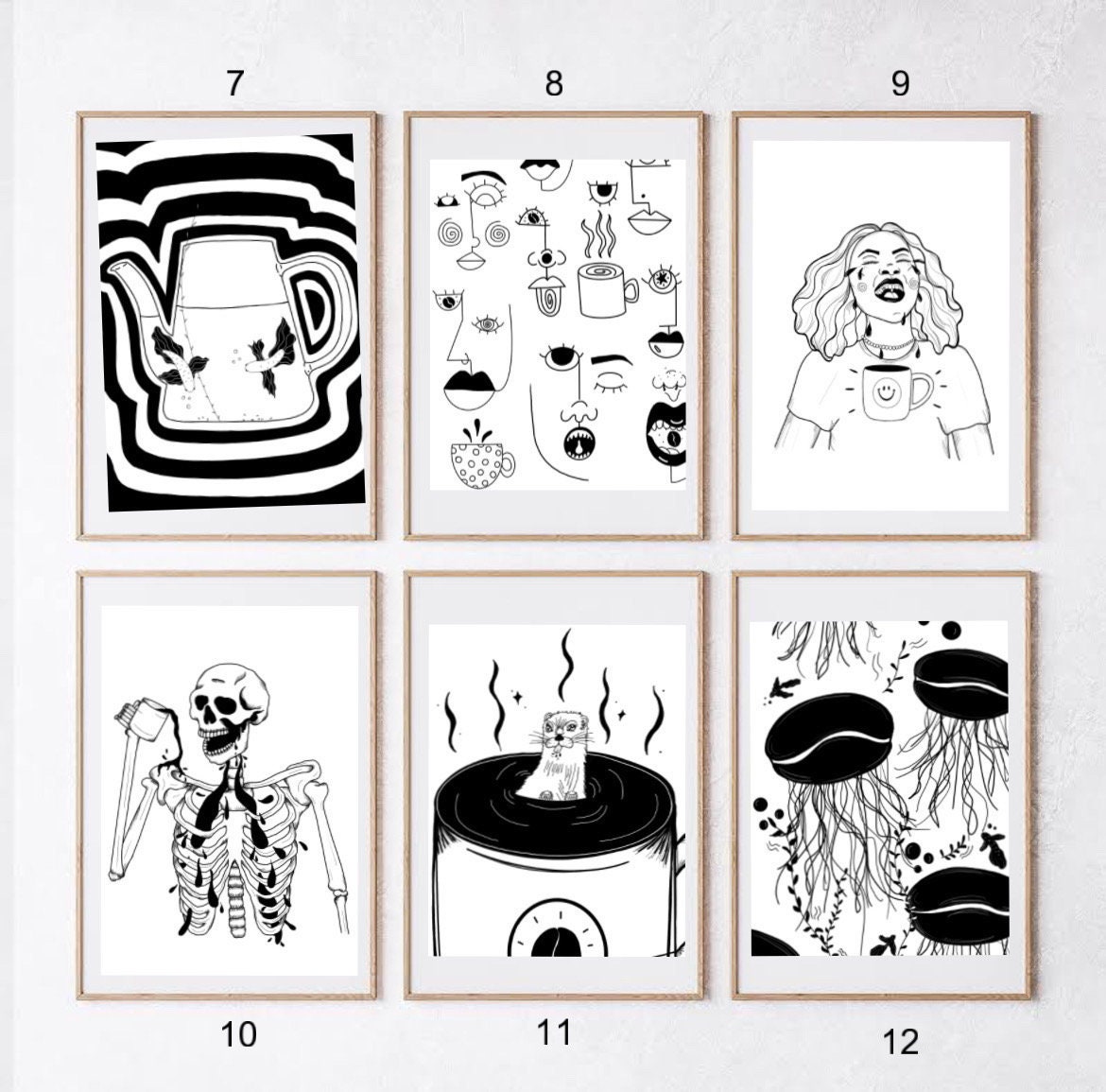 Coffee shop art prints | the bean loft art prints | the bean loft | coffee themed art | coffee art | prints | black and white prints | gift