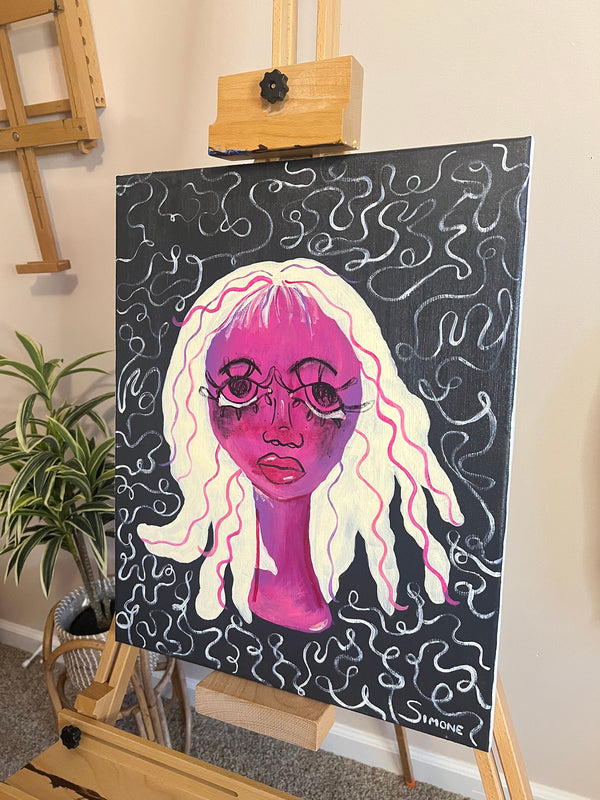 Staying up too late again | original painting | artwork | art | expressionist painting | expressionist | Simone’s little shoppe