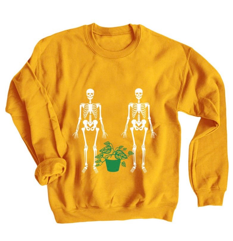 Taking care of dead plants crew neck | Halloween crewneck | fall season | fall crewneck | spooky season | Halloween | skeleton crewneck |