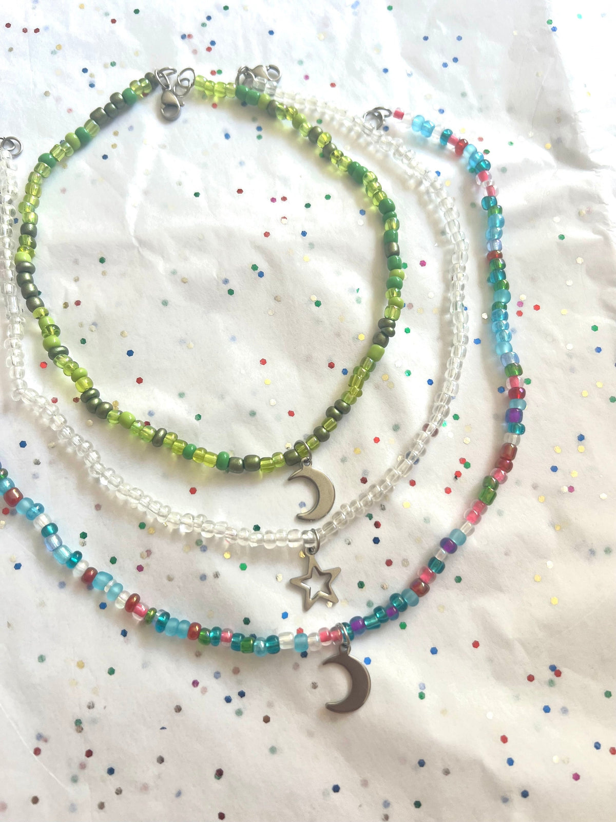 star and moon beaded chokers | star jewelry | moon | colorful jewelry | beaded choker | beaded necklace | beaded jewelry | valentines gift