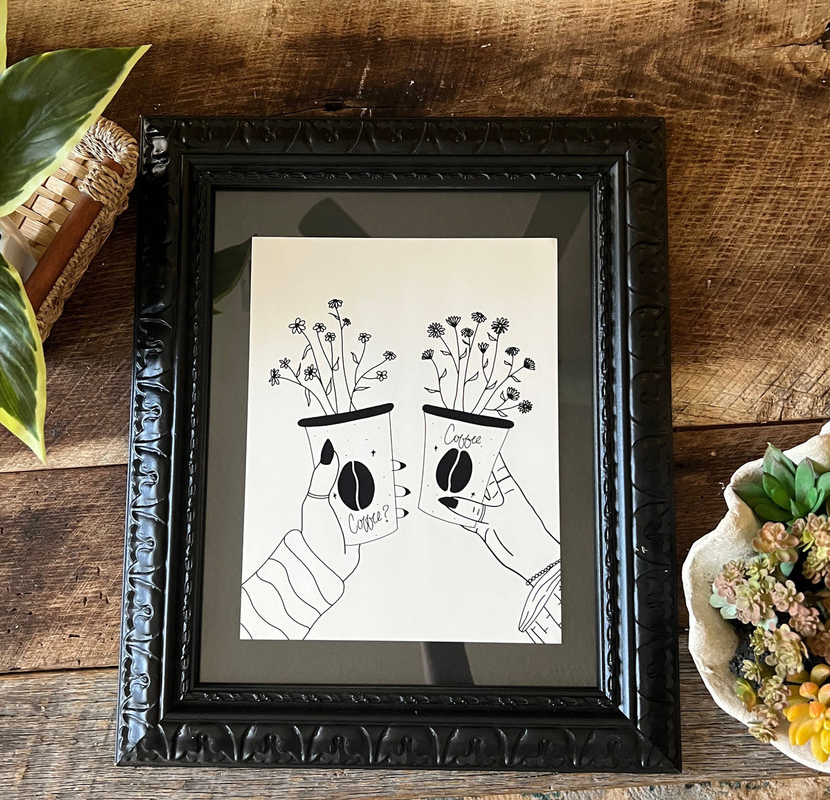 Coffee shop art prints | the bean loft art prints | the bean loft | coffee themed art | coffee art | prints | black and white prints | gift