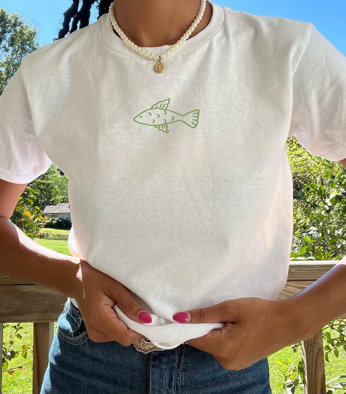 fish baby tee. Art shirt. Cute top. Baby tee. Fish shirt . Fishy shirt. Trendy shirt. Pinterest shirt. Pinterest tops. Unique tops.