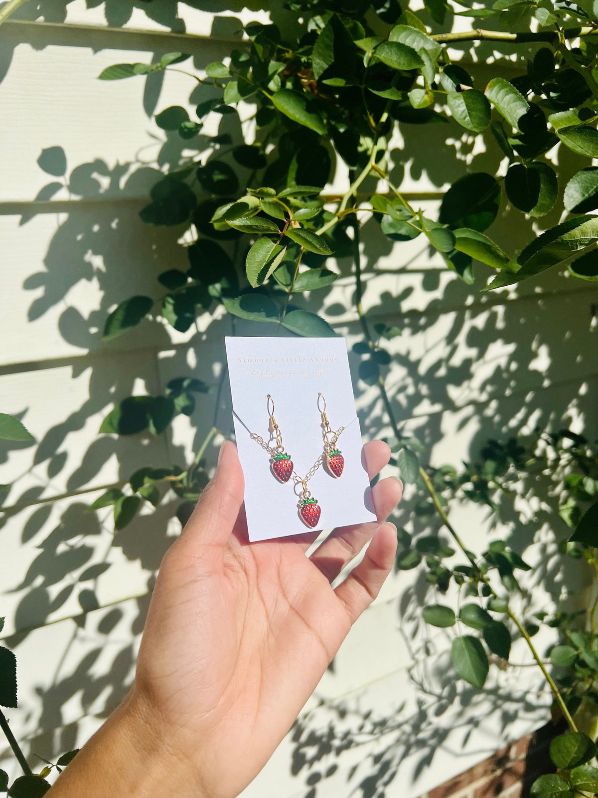 strawberry earring and necklace set | strawberry aesthetic | Valentine’s Day | strawberry | strawberry shortcake | strawberry lover