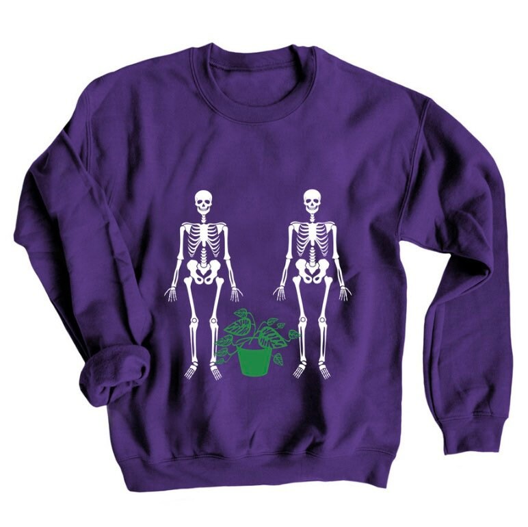 Taking care of dead plants crew neck | Halloween crewneck | fall season | fall crewneck | spooky season | Halloween | skeleton crewneck |