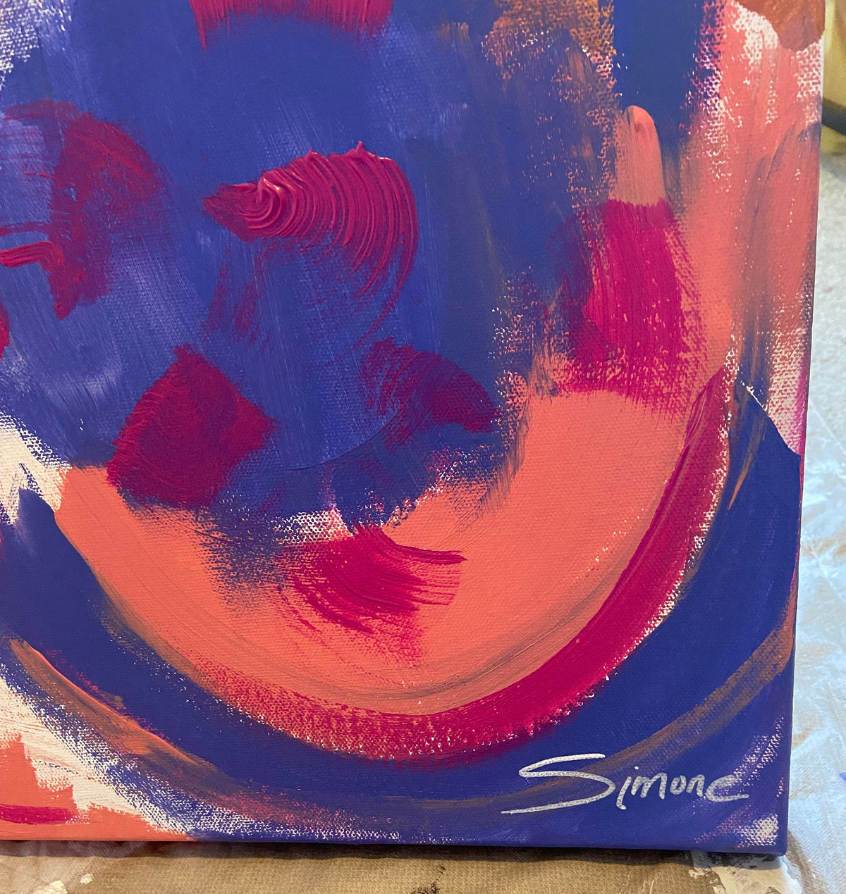 through rose colored glasses | original painting | wall art | abstract painting | black artists | art | acrylic painting | large painting