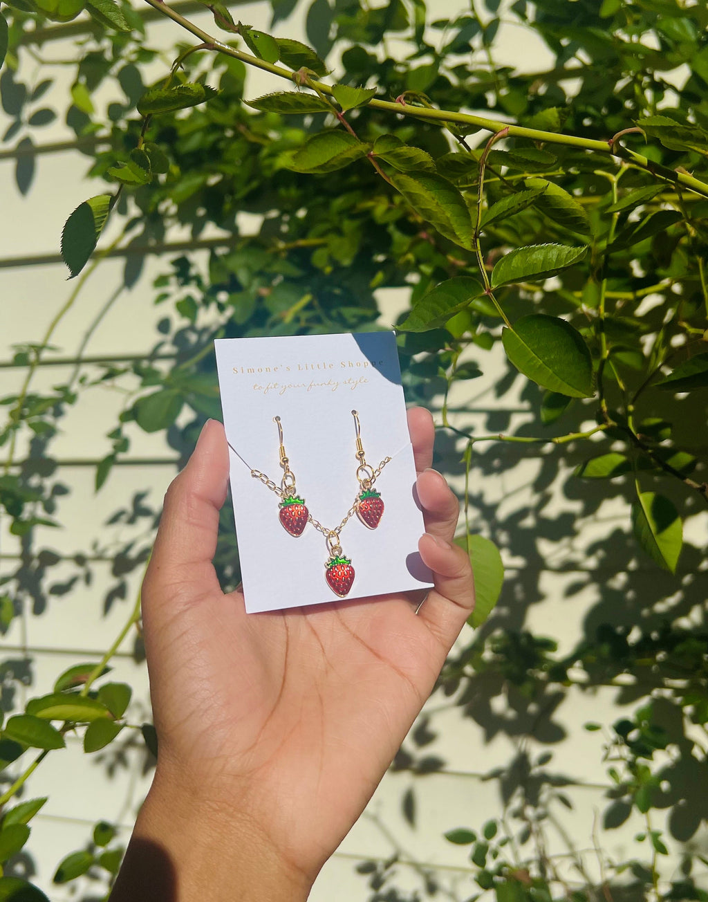 strawberry earring and necklace set | strawberry aesthetic | Valentine’s Day | strawberry | strawberry shortcake | strawberry lover