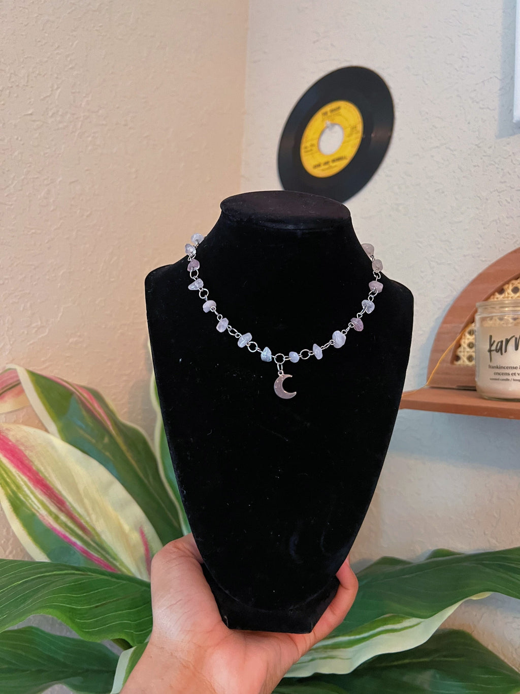 rose quartz moon necklace | cute crystal necklace | crystal necklace | rose quartz necklace | moon necklace | trendy necklace | valentines