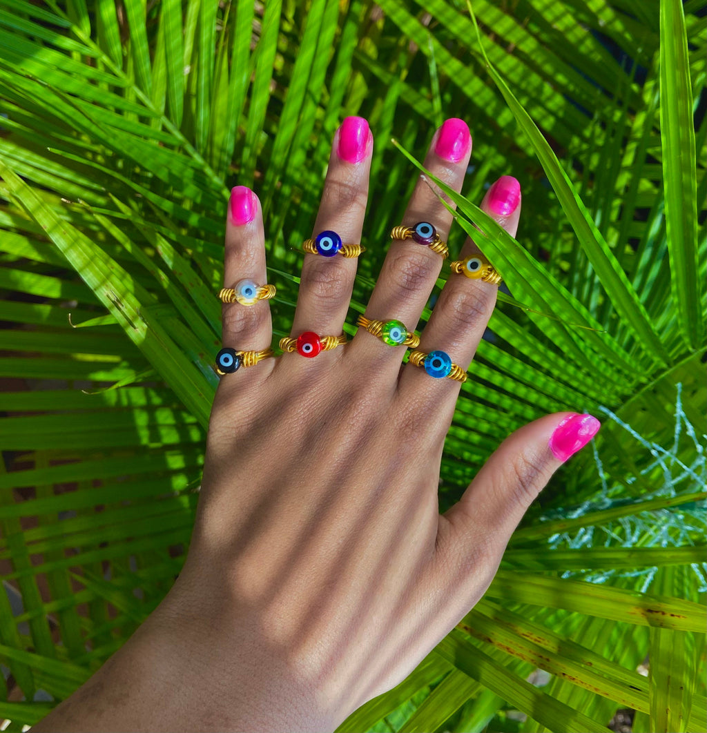 Evil eye rings | ring | size inclusive | gold | evil eye | spiritual | symbol | protection | indie style gift  | wire wrapped ring manifest