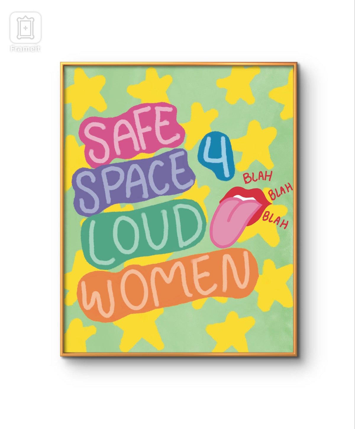 safe space for loud women art print| modern art print | unique wall art | colorful wall art | Pinterest art prints | bedroom decor | poster