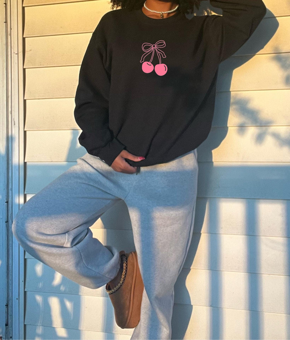 Cherry bow crewneck. gift ideas. gifts for her. women’s crewneck. Christmas. holiday shopping. gifts for women. Girl gifts