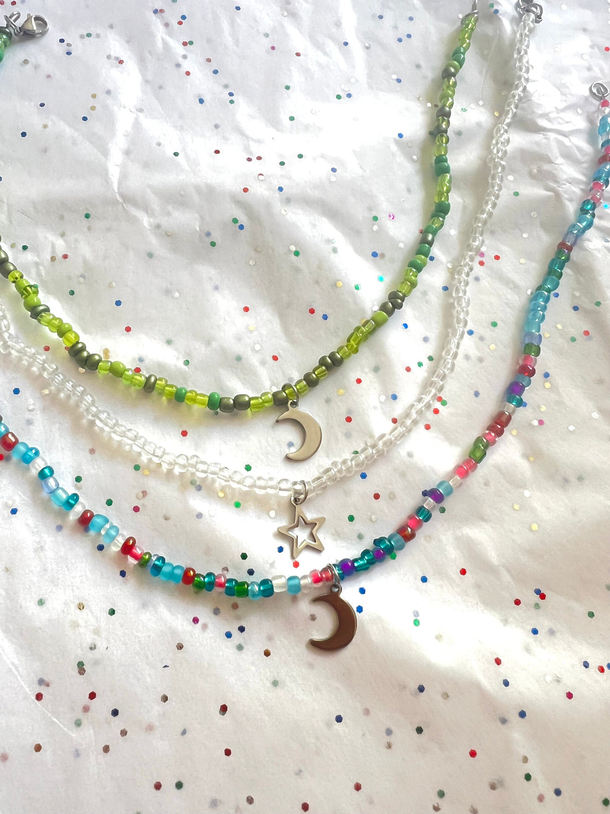 star and moon beaded chokers | star jewelry | moon | colorful jewelry | beaded choker | beaded necklace | beaded jewelry | valentines gift