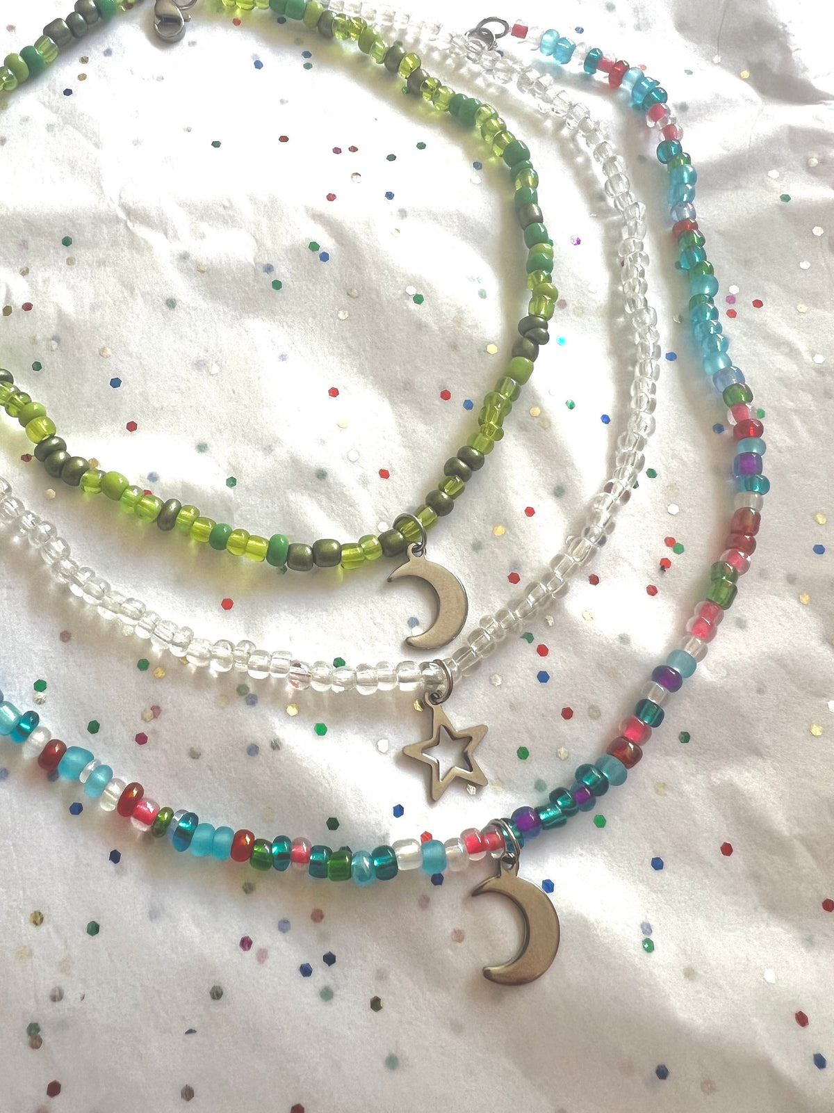 star and moon beaded chokers | star jewelry | moon | colorful jewelry | beaded choker | beaded necklace | beaded jewelry | valentines gift