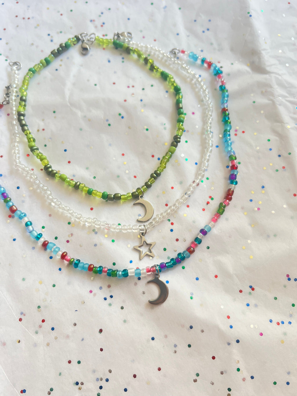 star and moon beaded chokers | star jewelry | moon | colorful jewelry | beaded choker | beaded necklace | beaded jewelry | valentines gift