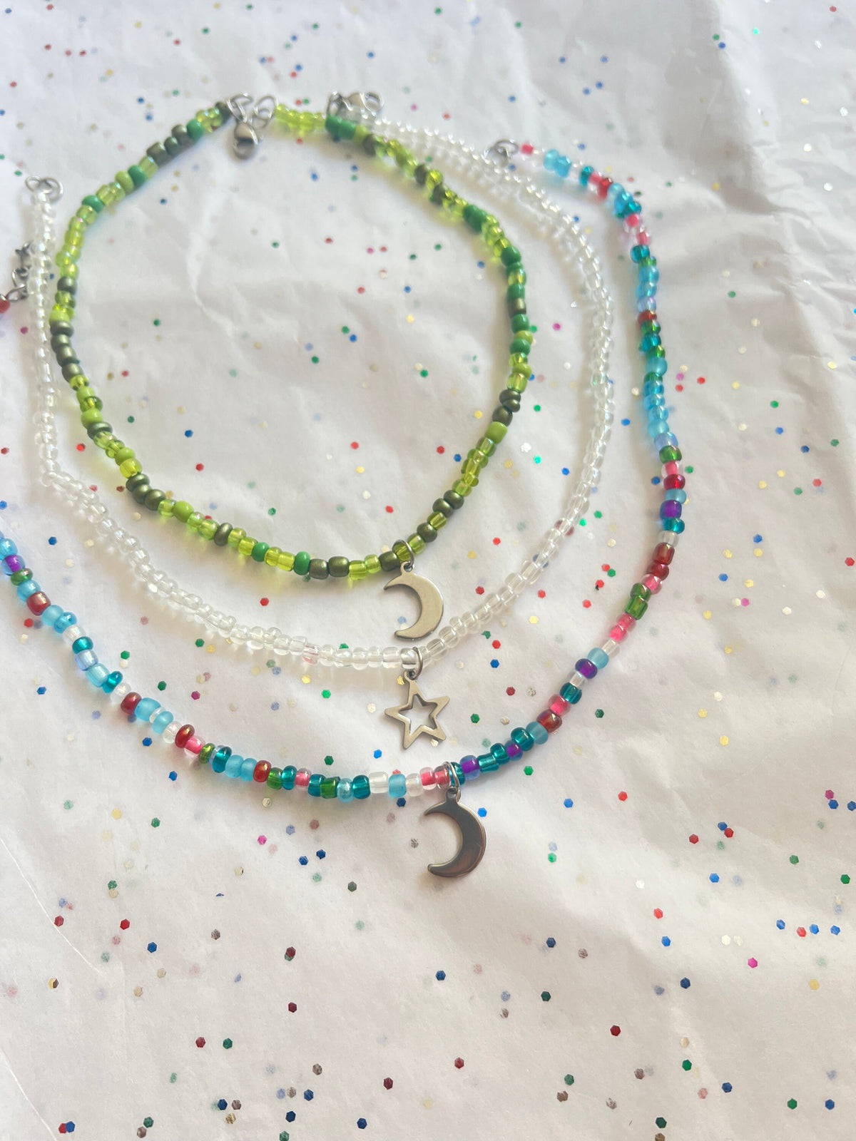 star and moon beaded chokers | star jewelry | moon | colorful jewelry | beaded choker | beaded necklace | beaded jewelry | valentines gift