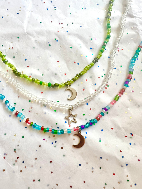 star and moon beaded chokers | star jewelry | moon | colorful jewelry | beaded choker | beaded necklace | beaded jewelry | valentines gift