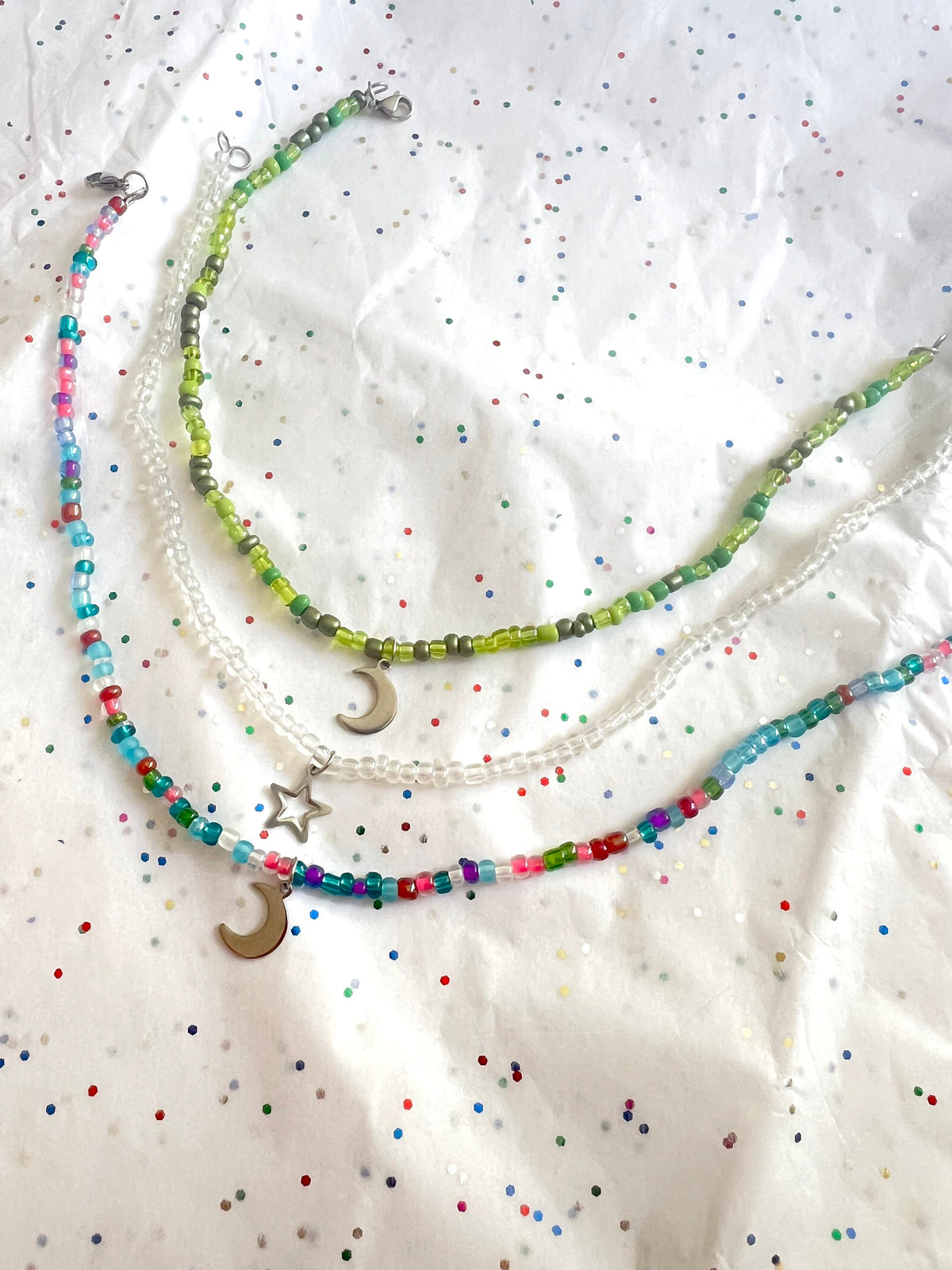 star and moon beaded chokers | star jewelry | moon | colorful jewelry | beaded choker | beaded necklace | beaded jewelry | valentines gift