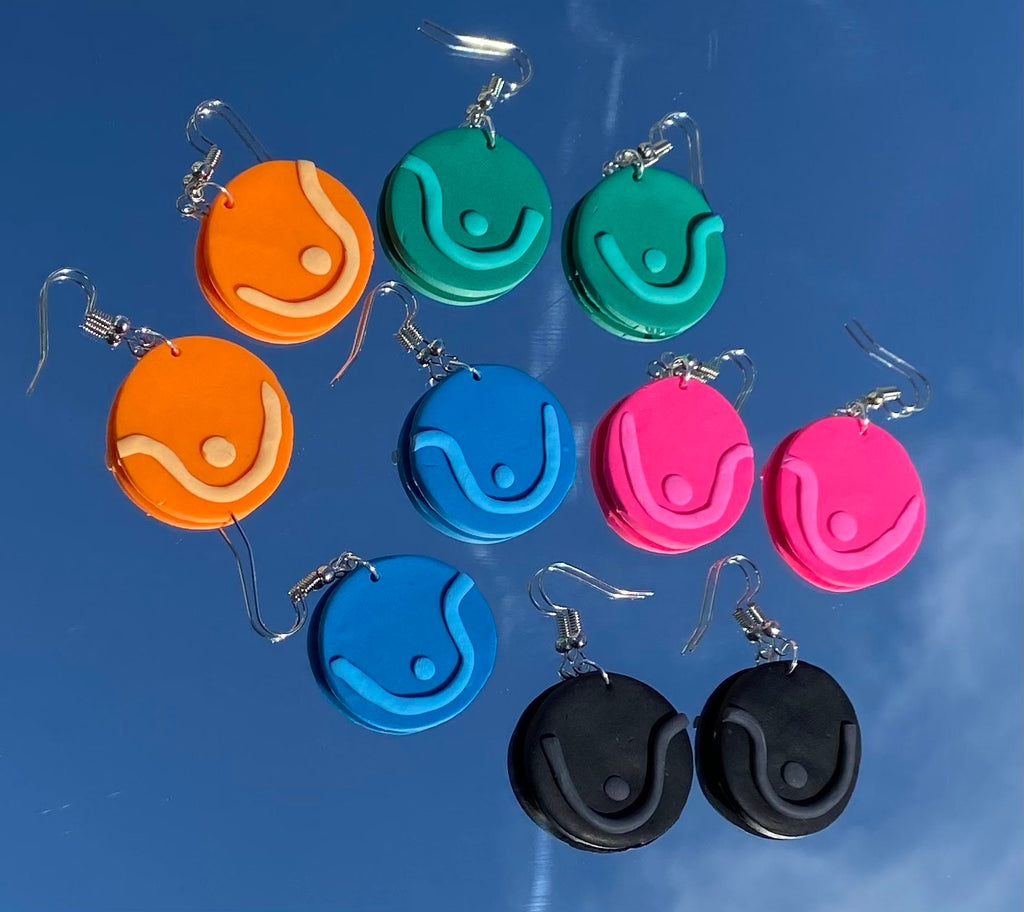 boob earrings | clay earrings | polymer clay | feminine | boob | breasts | colorful | hypoallergenic | feminists | body | gift ideas for her