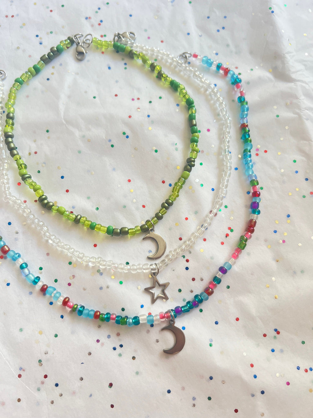 star and moon beaded chokers | star jewelry | moon | colorful jewelry | beaded choker | beaded necklace | beaded jewelry | valentines gift