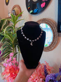rose quartz moon necklace | cute crystal necklace | crystal necklace | rose quartz necklace | moon necklace | trendy necklace | valentines