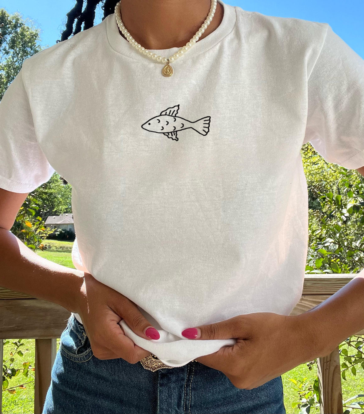 fish baby tee. Art shirt. Cute top. Baby tee. Fish shirt . Fishy shirt. Trendy shirt. Pinterest shirt. Pinterest tops. Unique tops.