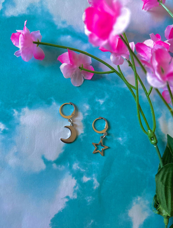 star and moon hair charms | hair jewelry | metal hair charms | metal hair jewelry | hair accessories | hair clips |