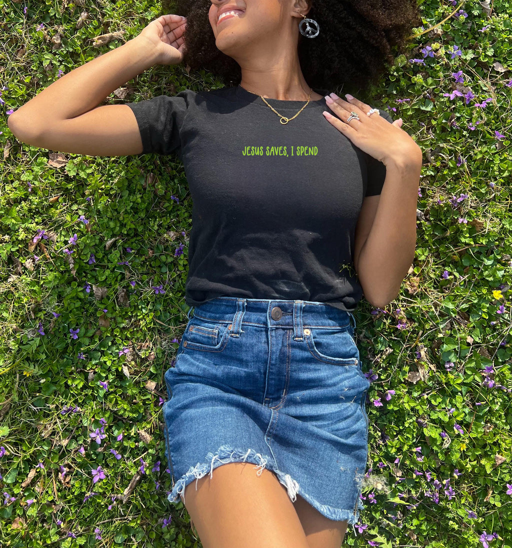 Jesus saves I spend baby tee shirt. Funny Christian baby tee shirt. Church shirt. Funny baby tees . Funny Christian gift. Gift ideas. Women’s tee