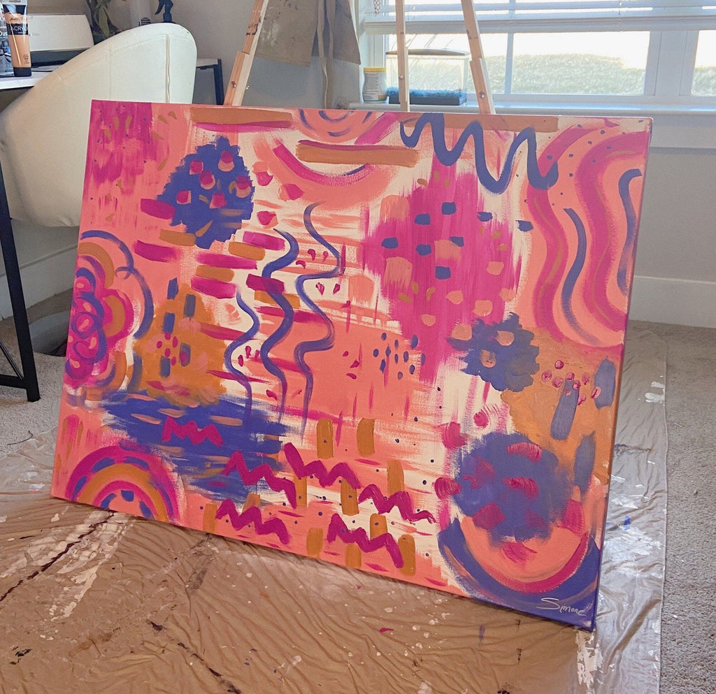 through rose colored glasses | original painting | wall art | abstract painting | black artists | art | acrylic painting | large painting
