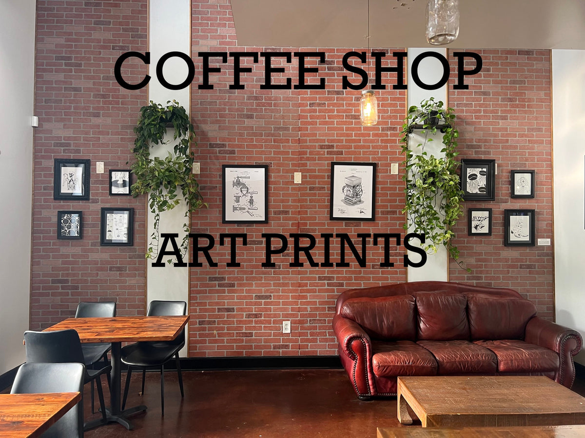 Coffee shop art prints | the bean loft art prints | the bean loft | coffee themed art | coffee art | prints | black and white prints | gift