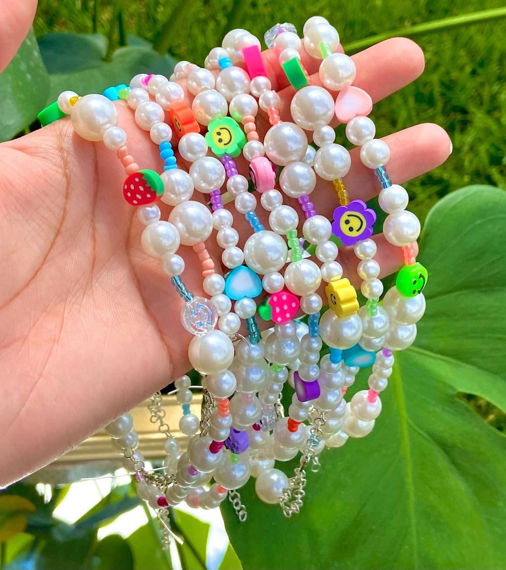 funky rainbow pearl necklaces | funky necklace | pearl necklace | choker | rainbow necklace | trendy | colorful | pearl | valentines gift