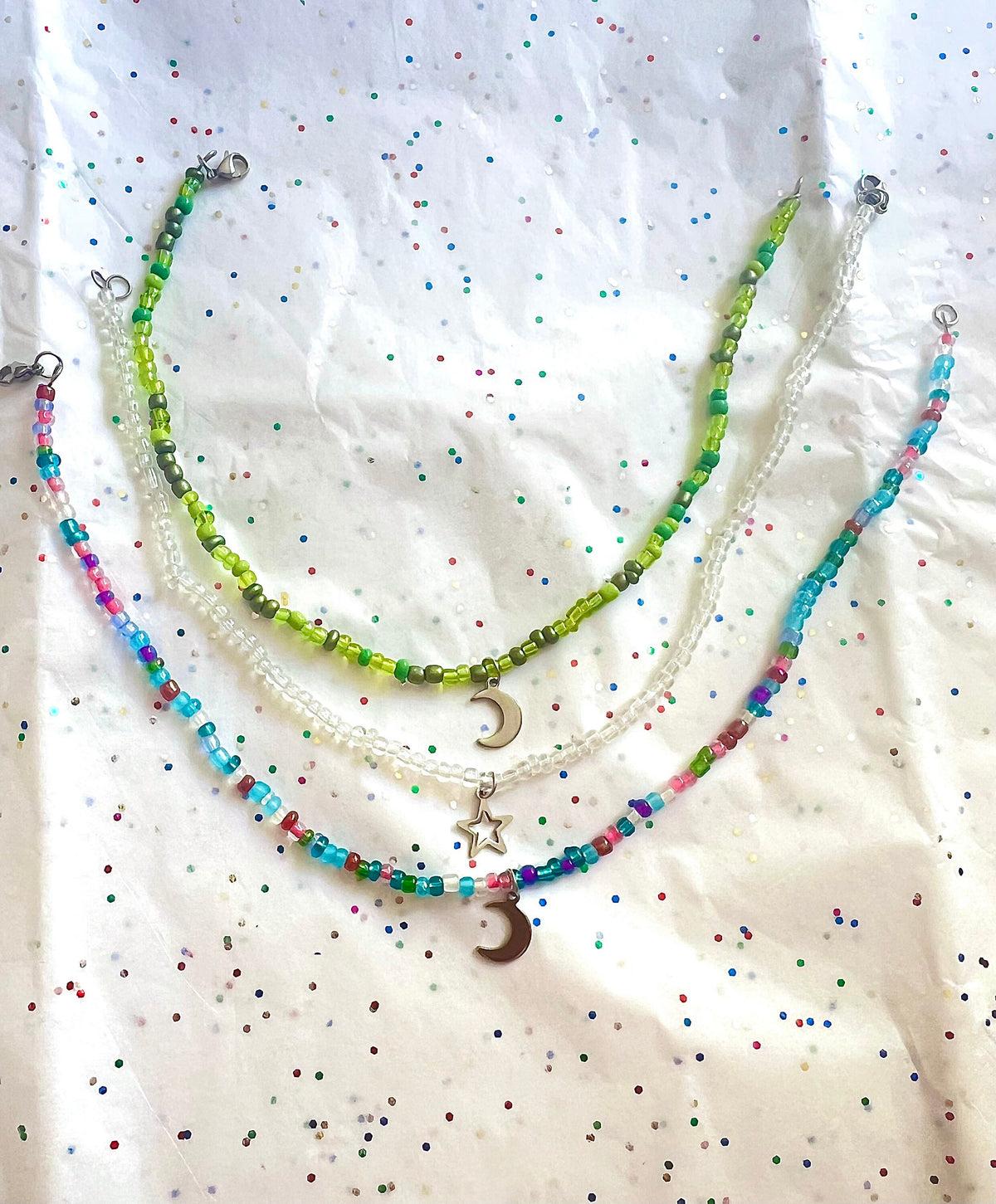 star and moon beaded chokers | star jewelry | moon | colorful jewelry | beaded choker | beaded necklace | beaded jewelry | valentines gift