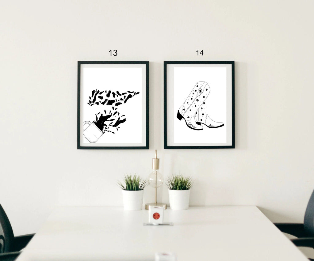 Coffee shop art prints | the bean loft art prints | the bean loft | coffee themed art | coffee art | prints | black and white prints | gift