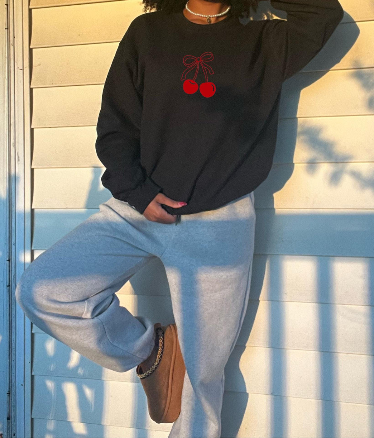 Cherry bow crewneck. gift ideas. gifts for her. women’s crewneck. Christmas. holiday shopping. gifts for women. Girl gifts