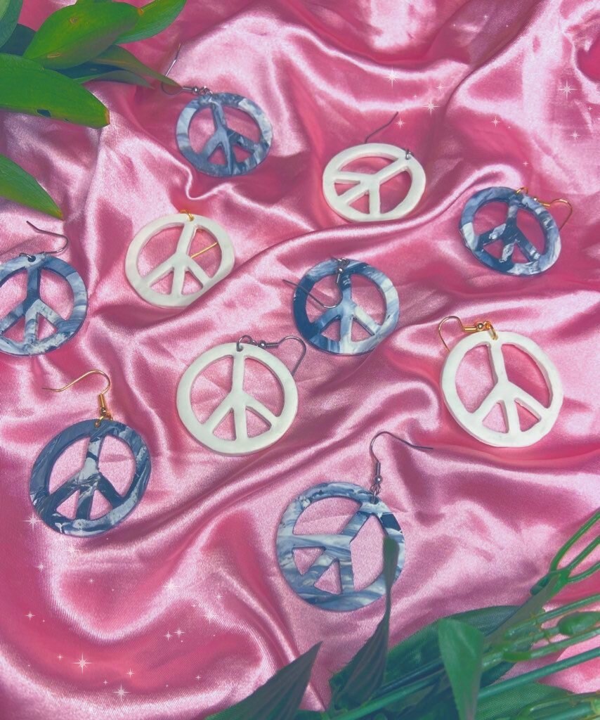 PEACE SIGN EARRINGS | handmade earrings | peace sign jewelry | 70s style | valentine gift ideas | hippie style | hippie earrings | gifts for