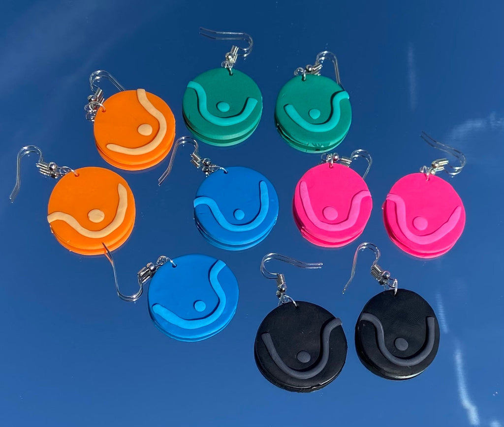 boob earrings | clay earrings | polymer clay | feminine | boob | breasts | colorful | hypoallergenic | feminists | body | gift ideas for her
