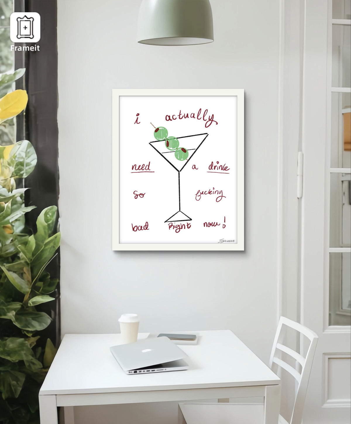 I need a drink art print | bar cart art | modern art print | unique wall art | colorful wall art | Pinterest art prints | martini wall art
