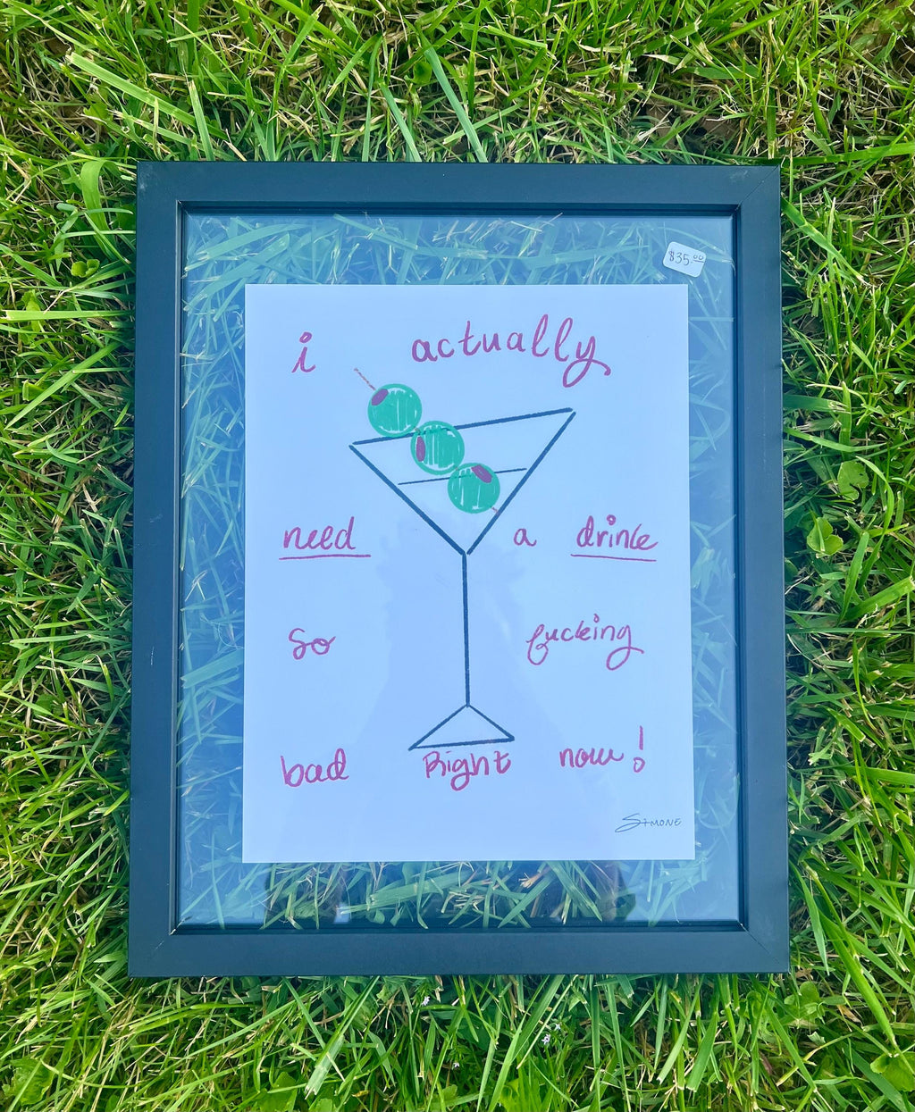I need a drink art print | bar cart art | modern art print | unique wall art | colorful wall art | Pinterest art prints | martini wall art