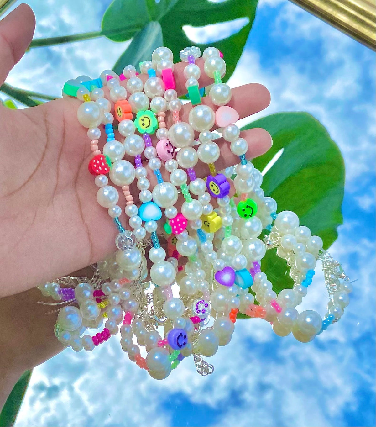 funky rainbow pearl necklaces | funky necklace | pearl necklace | choker | rainbow necklace | trendy | colorful | pearl | valentines gift