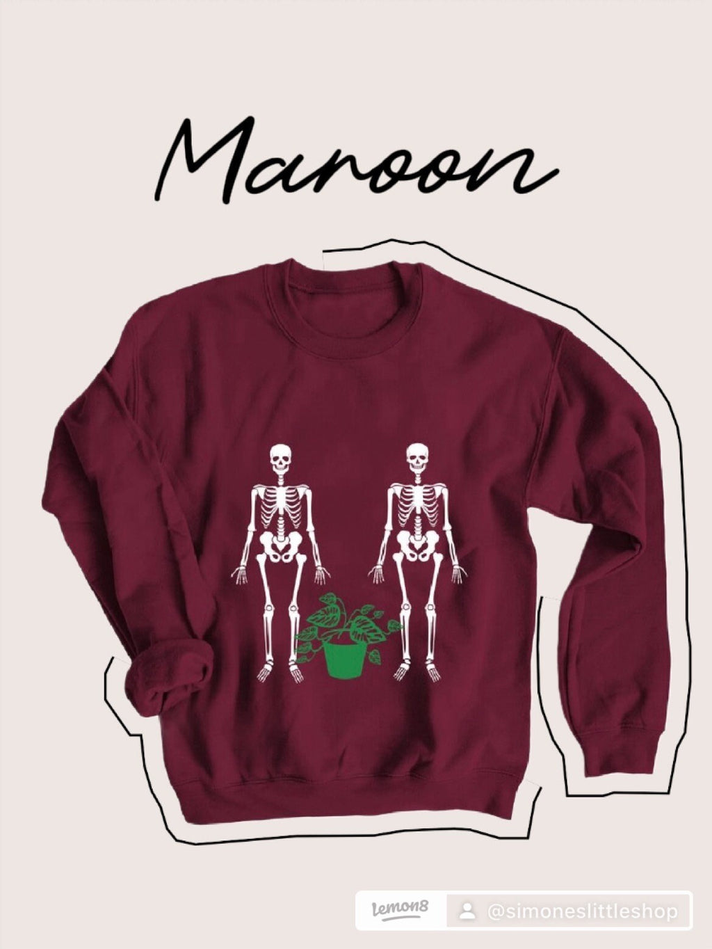 Taking care of dead plants crew neck | Halloween crewneck | fall season | fall crewneck | spooky season | Halloween | skeleton crewneck |