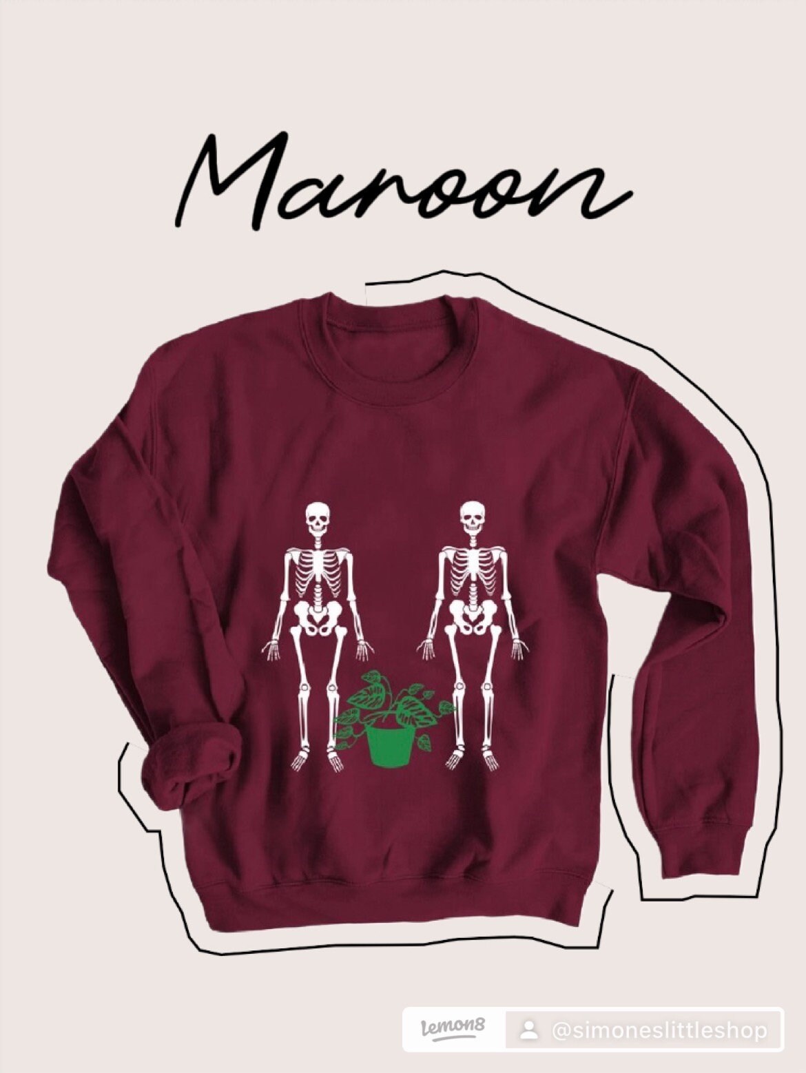 Taking care of dead plants crew neck | Halloween crewneck | fall season | fall crewneck | spooky season | Halloween | skeleton crewneck |