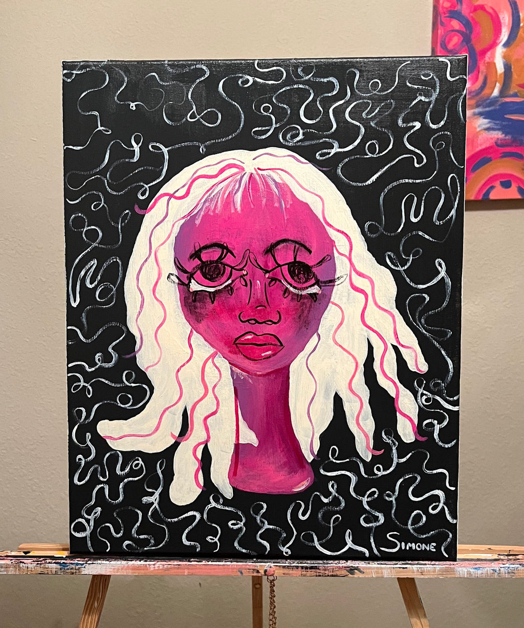 Staying up too late again | original painting | artwork | art | expressionist painting | expressionist | Simone’s little shoppe