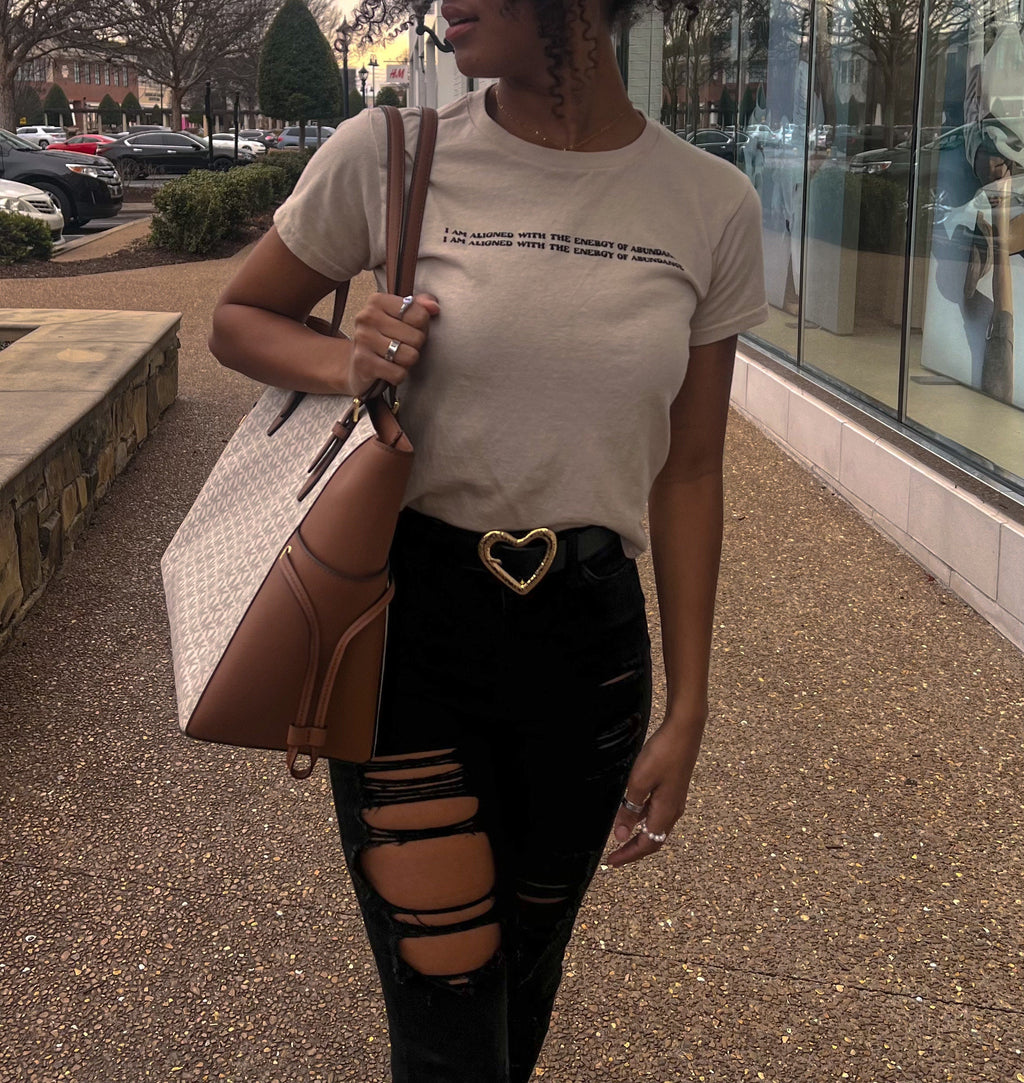 I am aligned with the energy of abundance baby tee | abundance tee | cute tees | affirmation tee | daily affirmations | affirmation shirt |