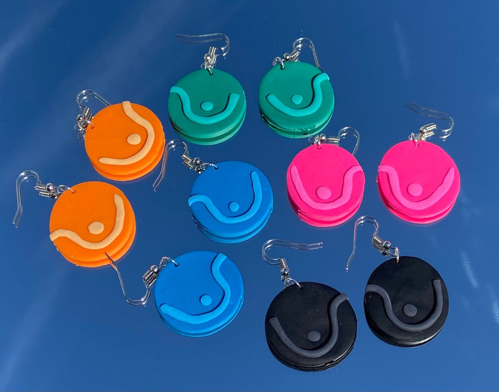 boob earrings | clay earrings | polymer clay | feminine | boob | breasts | colorful | hypoallergenic | feminists | body | gift ideas for her