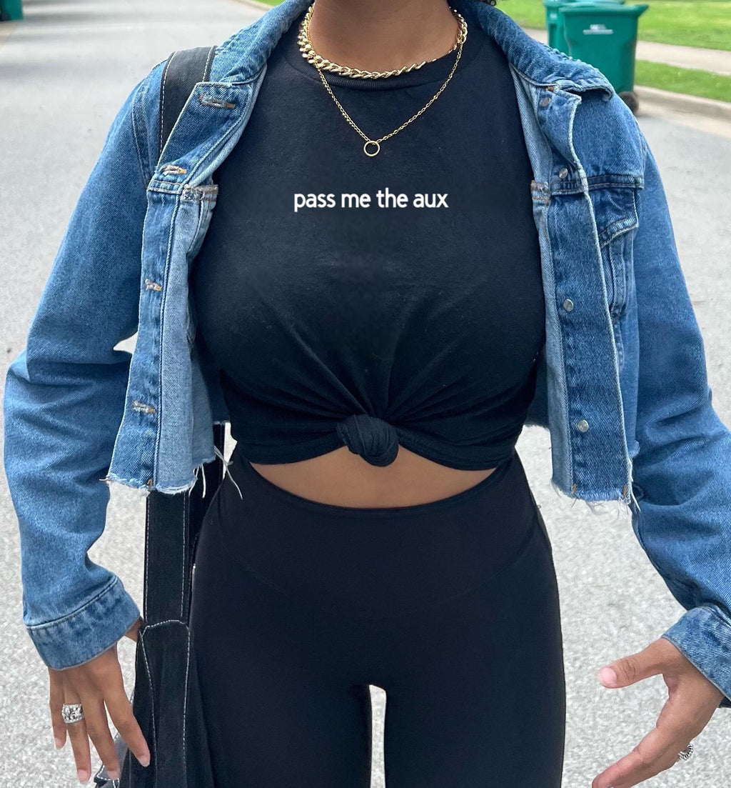 Pass the aux baby tee shirt. Funny tee shirt. Phrase tee short. Pinterest tee shirt. Gift ideas