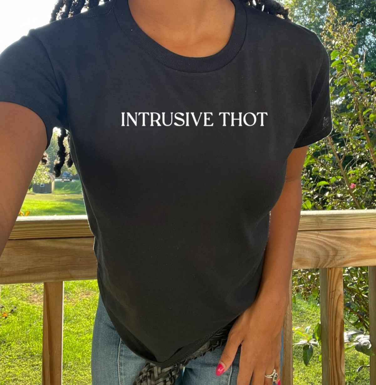 Intrusive thot baby tee. Funny baby tee. Funny tee shirt. Cute baby tees. Cute tee shirts.