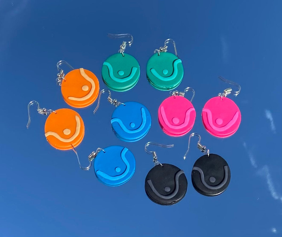 boob earrings | clay earrings | polymer clay | feminine | boob | breasts | colorful | hypoallergenic | feminists | body | gift ideas for her