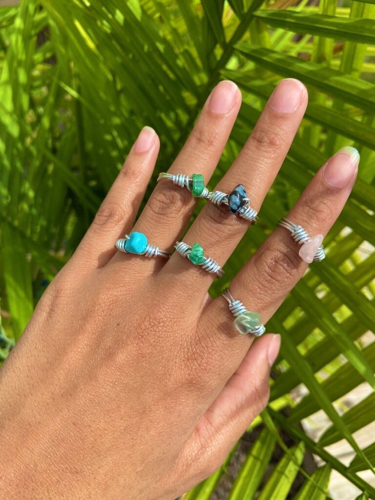 Gemstone rings | matching rings | personalized | rings | handmade ring | wire wrapped | stone | crystal boho | zodiac | valentine gift ideas