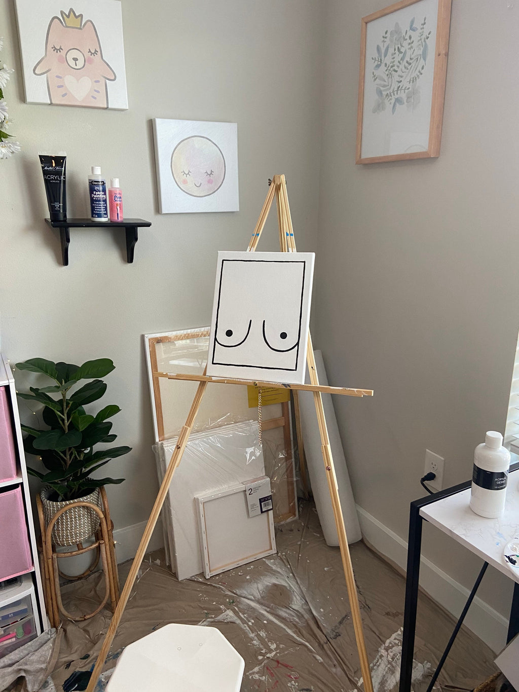 boob painting | customizable paintings | simple painting | line art | contour painting | cou tour line art | boob art | feminine | gift idea