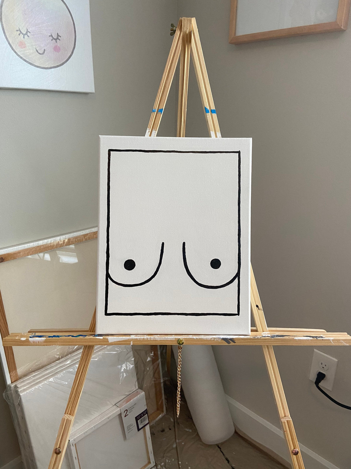 boob painting | customizable paintings | simple painting | line art | contour painting | cou tour line art | boob art | feminine | gift idea