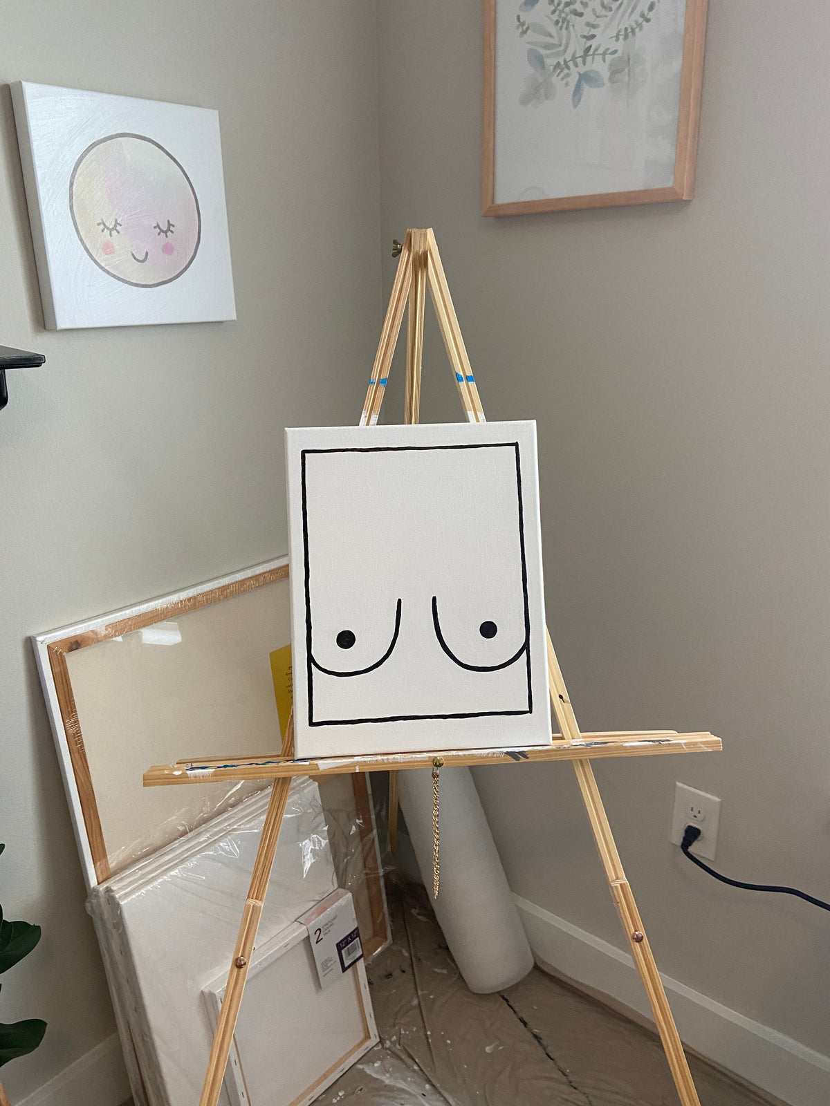boob painting | customizable paintings | simple painting | line art | contour painting | cou tour line art | boob art | feminine | gift idea