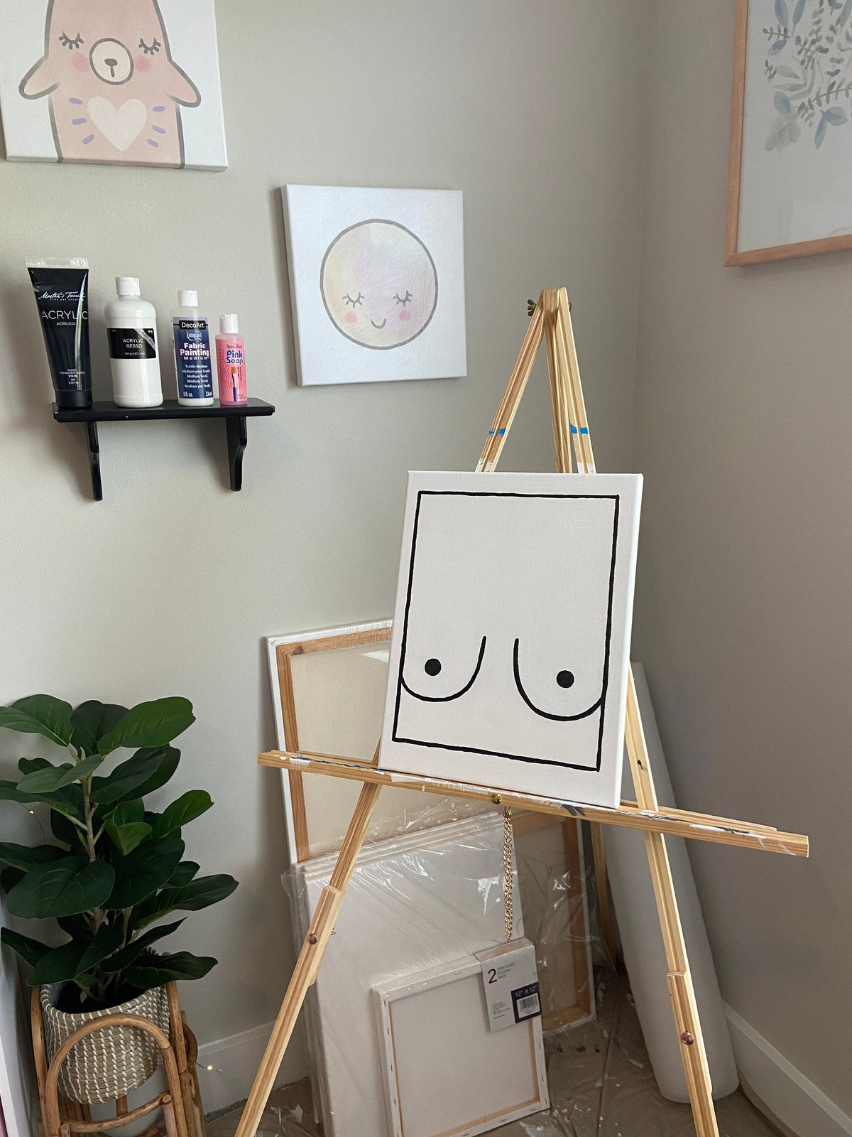 boob painting | customizable paintings | simple painting | line art | contour painting | cou tour line art | boob art | feminine | gift idea